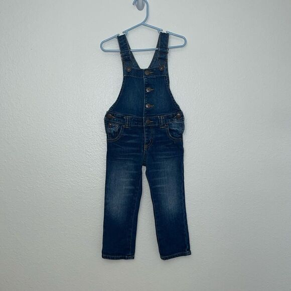 OshKosh B’gosh Toddler girl 3T bib Overalls skinny fit Denim Blue Jeans - Picture 1 of 8